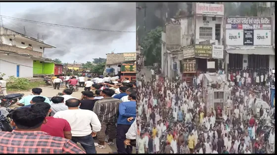 गुस्साई भीड़ ने हत्या के आरोपी का घर फूंका, शहर में तनावपूर्ण स्थिति
