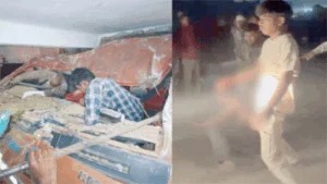 तेज रफ्तार ट्रक घर में घुसा, ट्रेलर की चपेट में आने से एक्टिवा सवार की मौके पर मौत