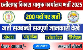 छत्तीसगढ़ विकास आयुक्त कार्यालय में 200 पदों पर भर्ती, जानें कैसे करें आवेदन