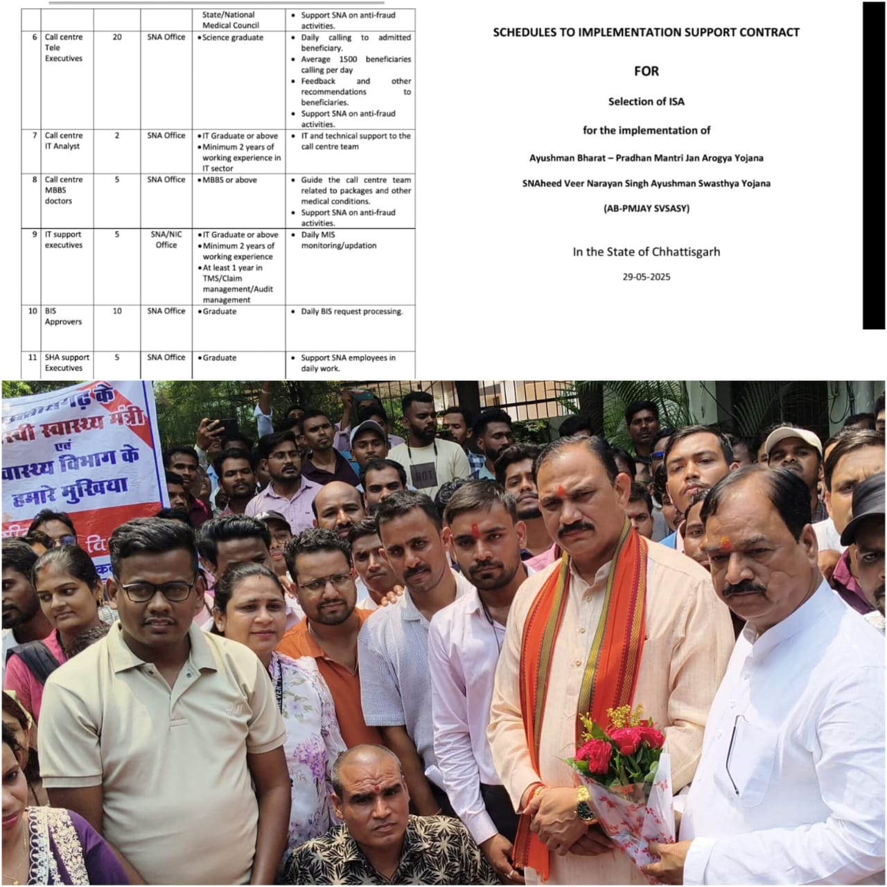 स्वास्थ्य मंत्री ने स्वास्थ्य विभाग में या पुनः TPA के माध्यम से स्वास्थ्य मितान पद को रखने का दिया सुबह आश्वासन शाम में टेंडर निकला जिसमें स्वास्थ्य मितान पद का जिक्र ही नहीं ये कैसा आश्वासन