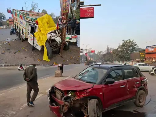 दुर्ग एक्सीडेंट, पिकअप और कार के उड़े परखच्चे